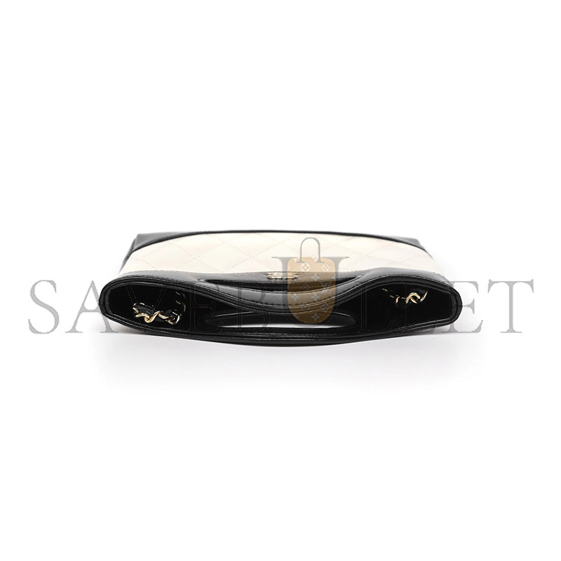 CHANEL NANO 31 WHITE BLACK SHINY LAMBSKIN GOLD HARDWARE (20*17*4cm) 